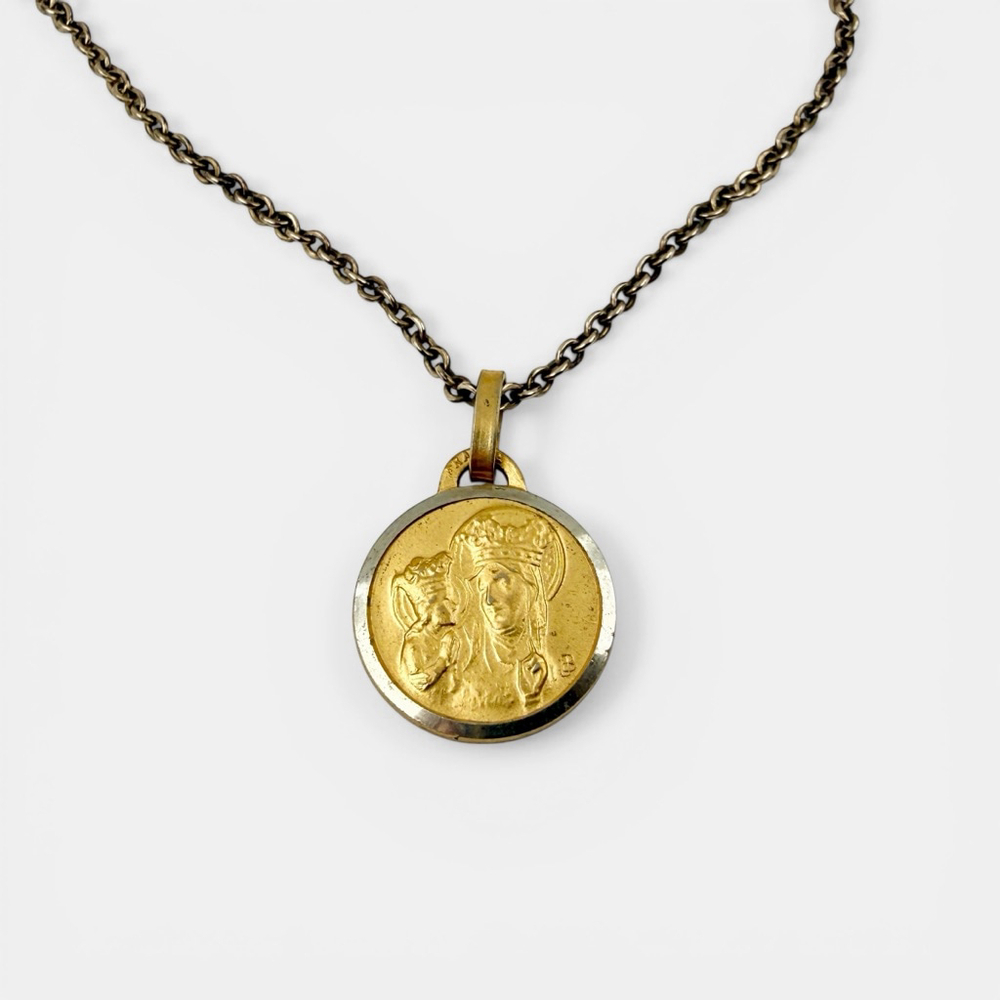 Vintage Gold Filled St Anne Necklace Catholic Medal 18 Inch Chain Religious Pend - Picture 7 of 8
